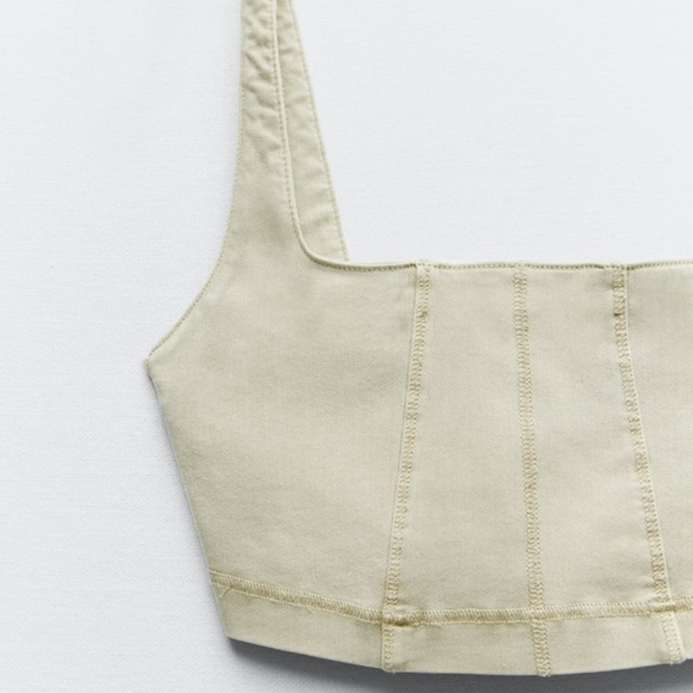 NET ZARA HIGH STRETCH DENIM TOP - Picture 6 of 14